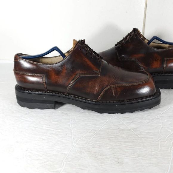 John Fluevog Men's VTG 240 Wagons US9,5/10 Brown Leather Square Toe Oxfords - Picture 9 of 14